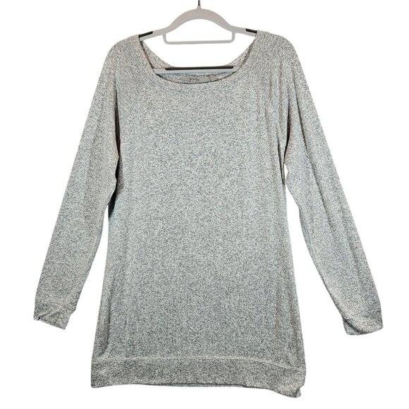 Athleta Womens L Long Sleeve Heathered Gray Tunic Top Athleisure yoga casual - Picture 1 of 11